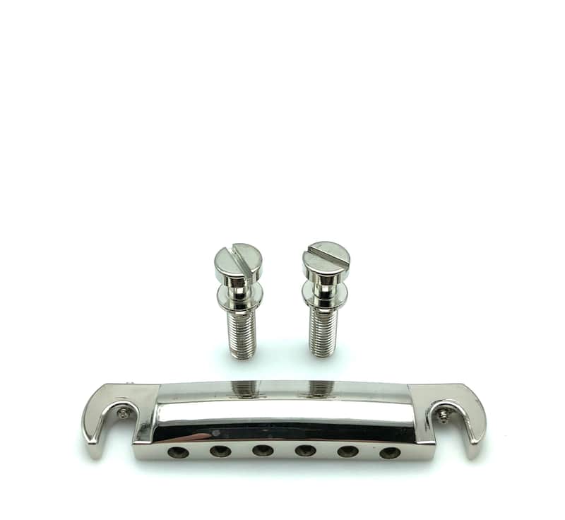 Gibson Wraparound Bridge Tailpiece w/Posts Nickel image 1