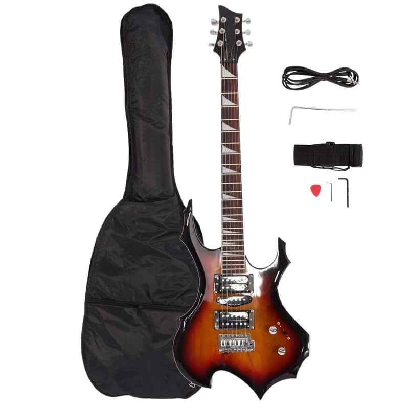 School Band Burning Fire 24 Frets Electric Guitar with Bag & Accessories