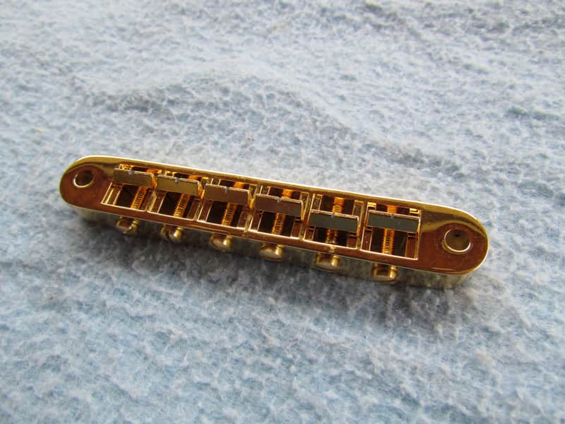 Schaller Style Gold Tune-O-Matic Bridge Unlabeled Gold Super Clean Tune-O-Matic Style Bridge Looks Like A Schaller image 1