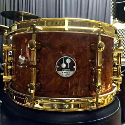 Sonor Artist Series 13x7 Amboina Burl Snare Drum — Excellent Condition w/ Original Box | Gold Hardware image 4