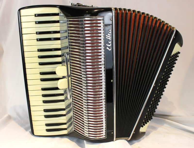 5878 - Black Chrome Elettra Piano Accordion LM 39 120 image 1