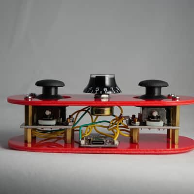 Red Acrylic Midi Controller with 2 Joysticks 2 Note Buttons and 1 Potentiometer Knob image 3