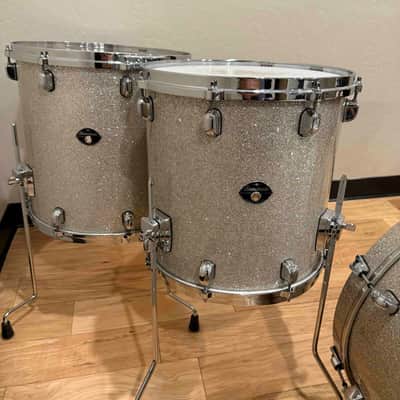 ~WOW!~ TAMA Starclassic Performer 6-Piece 10/12/14/16/22/22 Double Bass Drum Kit Set in Vintage Silver Glitter with RoadRunner Soft Bags (Rm 4) image 5
