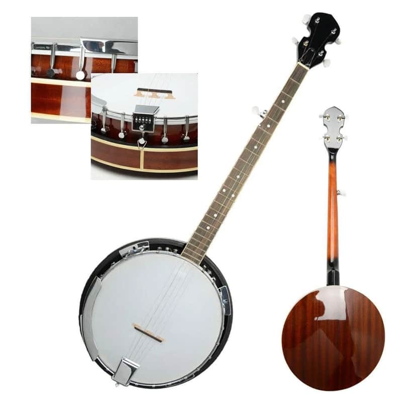 New 5 String Sapele & Metal Resonator Banjo with 24 Brackets Closed Back image 1