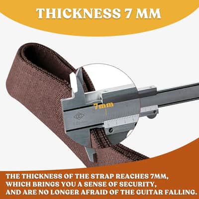 Guitar Strap 17 Set, Adjustable Cotton Straps with Picks Holders, 2 Strap Buttons, 2 Rubber Strap Locks, Belt Buckle, Headstock Tie and 10 Picks for Acoustic/Electric Guitar/Bass(brown set) image 5