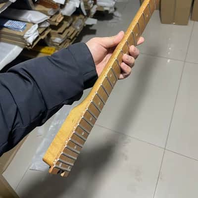 Reverse headstock floyd rose nut stainless steel 24 frets Roasted Maple guitar neck 25.5inch hole 10mm Lock nut Satin Wheel truss rods image 1