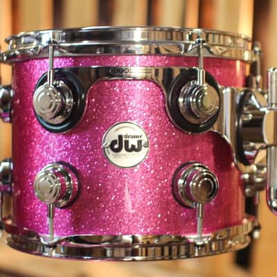 DW Collector's Cherry VLT Pink Sparkle Lacquer Drum Set - 22,10,12,14,16,14sn - SO#1291947 image 3