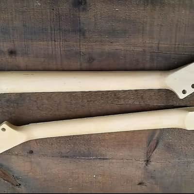 24 SHARK FIN BANANA NECK MAPLE GUITAR NECK WITH FLOYD ROSE NUT INSTALLED DIY NECK image 11