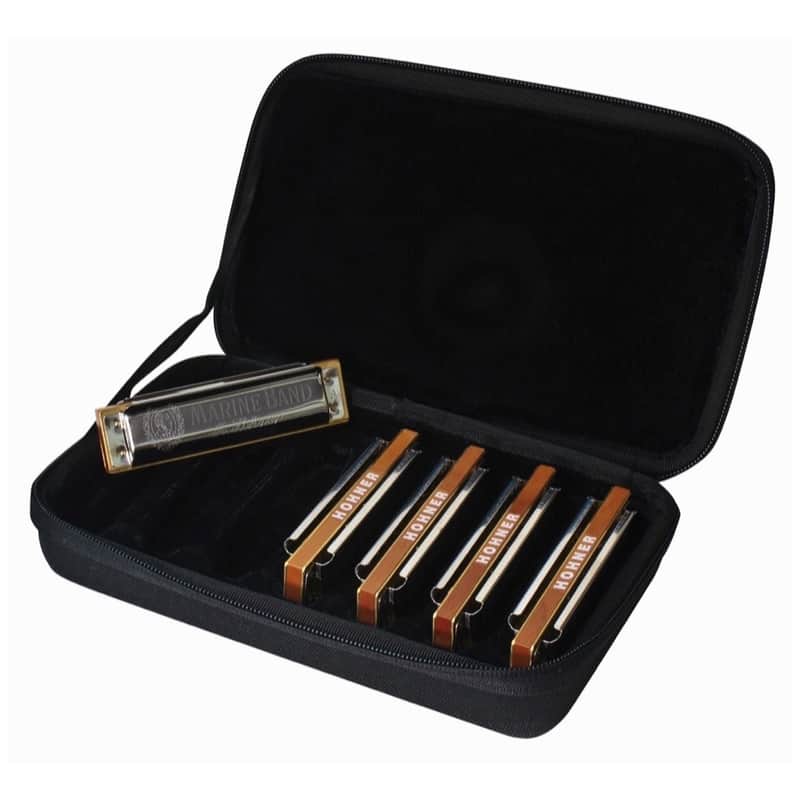 Hohner 1896CASE Case of Marine Bands - 5 Harmonica Pack w/ Case image 1