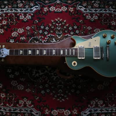 Gibson 1957 Les Paul Standard Natural Back VOS Electric Guitar  2019 Antique Metallic Teal image 1