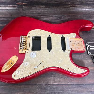 90s Charvel CST-060 Stratocaster Body Ash See-throw Red w/Plate Made in Japan image 1