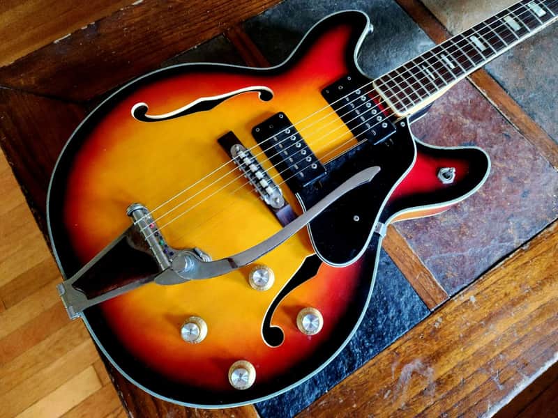 Aria Diamond 5102T semi-hollow double-cut vintage MIJ '70s - sunburst image 1