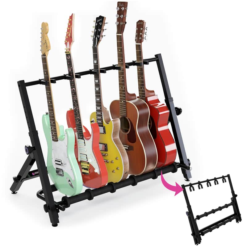 Liquid Stands Multi Guitar Stand Rack for 5 Guitars - Adjustable Floor Storage Guitar Rack image 1