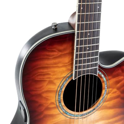 Ovation CS24X-7C Celebrity Series Traditional Plus Mid-Depth Acoustic-Electric Guitar Cognac Burst image 17