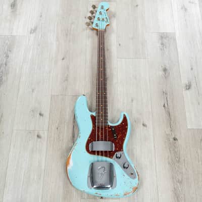 Mint Fender Custom Shop 1961 Jazz Bass Heavy Relic, 3A Rosewood Fingerboard, Faded Aged Daphne Blue image 3