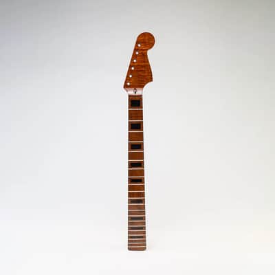 Allparts Select "Licensed by Fender®" AAA+ Roasted Flame Maple "VIN-MOD" Deluxe Replacement Neck for Jazzmaster® - Poly Finish - Bound with Block Inlays image 7