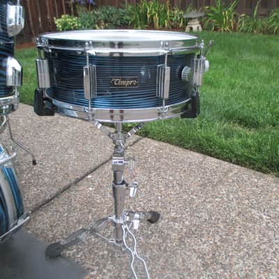 Tempro Vintage 1960s Drum Kit, Japan Made, Blue/Black Strata, Very Clean & Cool! image 5