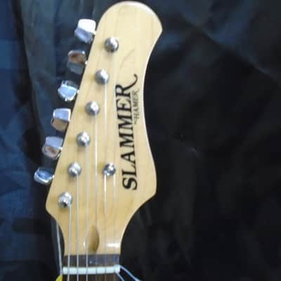 Slammer by Hamer strat copy Black white pearloid pickguard electric guitar image 5