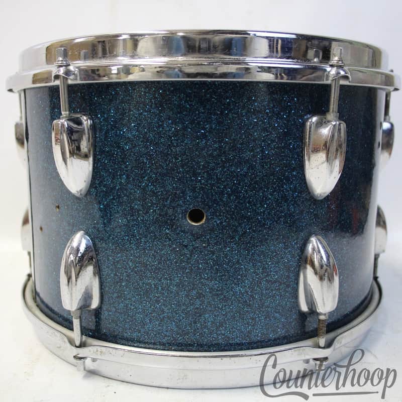 Pearl 12x8"Tom Drum Blue Sparkle Vintage 60s MIJ Japan 6Ply+Re-Rings Sling-Copy image 1