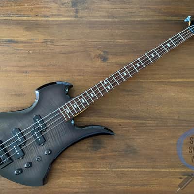 BC Rich Mockingbird Bass, Japan Edition, Black Flame Burst, 2000s image 3