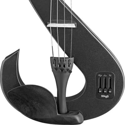 Stagg EVA 4/4 BK S-Shaped 4/4 Electric Viola Set w/Case, Straps, Bow, Rosin, Headphones & 9V Battery image 4