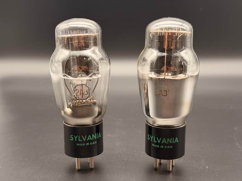 Sylvania 2A3 Vacuum Tubes – Tested 94.3% Matched Vintage USA Hi-Fi Pair image 1