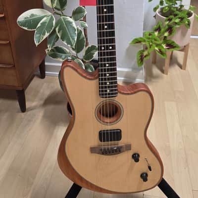 Fender American Acoustasonic Jazzmaster BRAND NEW Natural Mahogany Sitka Spruce Top Semi-Hollow Body USA Fishman Piezo Tim Shaw Shawbucker Humbucker Pickup Acoustic-Electric Guitar image 8