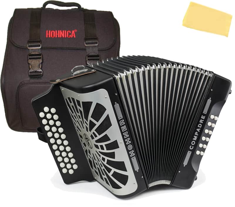 Hohner Compadre FBbEb 3-Row Diatonic Accordion - Black w/ Gig Bag image 1