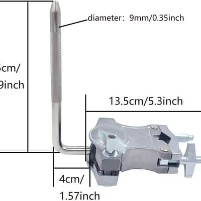 Single L Rod Mount Clamp Adjustable Tom Drum Rack Mount Clamp Metal L-Rod Cowbell Mounting Bracket Percussion Mount Holder for Tom Durm Set Parts Extension Clip Accessory Hardware image 2