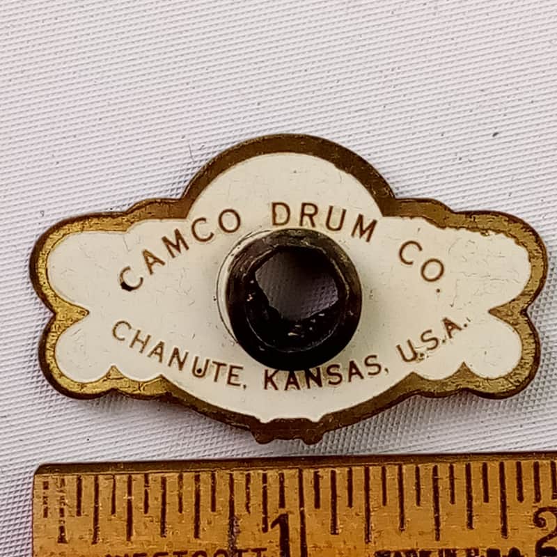 Camco Drum Co Chanute Kansas USA Drum Badge 1971-73 Snare/Tom/Bass Drum +Grommet image 1