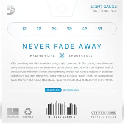 D’Addario XSABR1253 80/20 Bronze Coated Acoustic 12-53 Light image 2