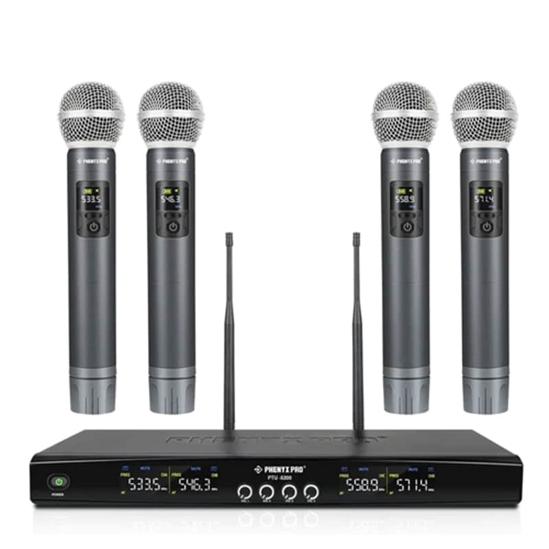 Phenyx Pro PTU-5200 4H 4 Handheld UHF Wireless Microphone Syetem (4x25 Frequencies) image 1