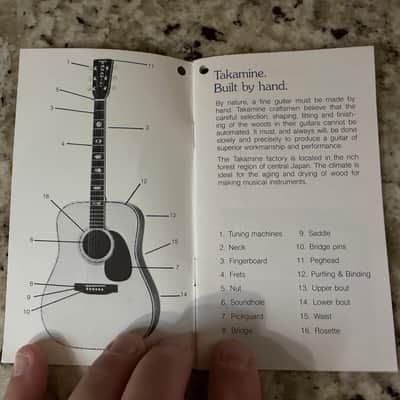 Takamine Owners Manual Hang Tag Nice New Old Stock 1978 EF F132s 360 400 340 image 2
