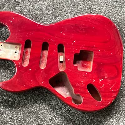 1988 G&L Fullerton Skyhawk guitar Body LEFT HANDED Alder Transparent Red image 1