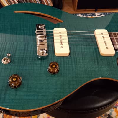 PRS SE Custom 22 Semi-hollow Soapbar 2004 Emerald Green Flame-Top image 2