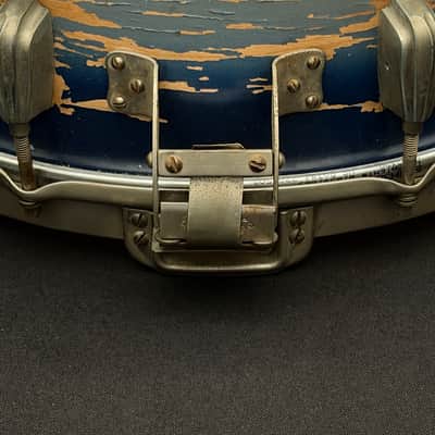 Slingerland Hollywood Ace Swing Radio King model 1-ply snare drum 14" x 7" 1939-1954 - Duco Blue Silver image 13