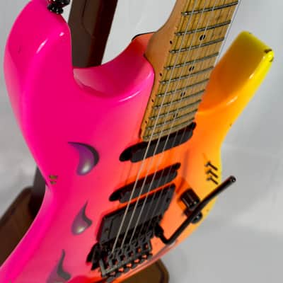 Zion Radicaster Super Strat Custom 1980’s - Pink / Red Neon Dancing Blood image 9