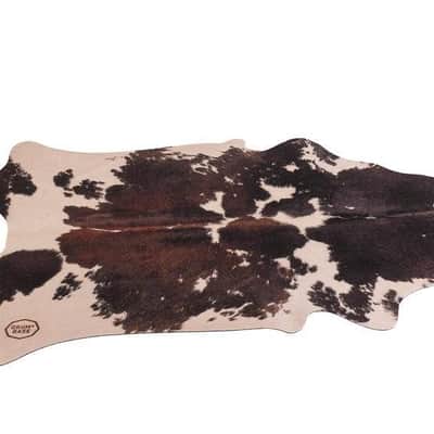 Vegan Cow Drum Rug 6'x5.25' "Clara" Black/White