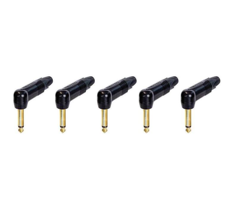 Neutrik 1/4" TS Right Angle Phone Plug (Black/Gold) NP2RX-B NP2RX-B (PACK of 5) image 1