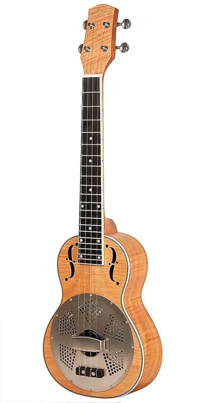 Gold Tone Curly Maple Resonator Concert-Scale Ukulele Left-Handed ResoMaple/Concert/L w/ Bag image 1