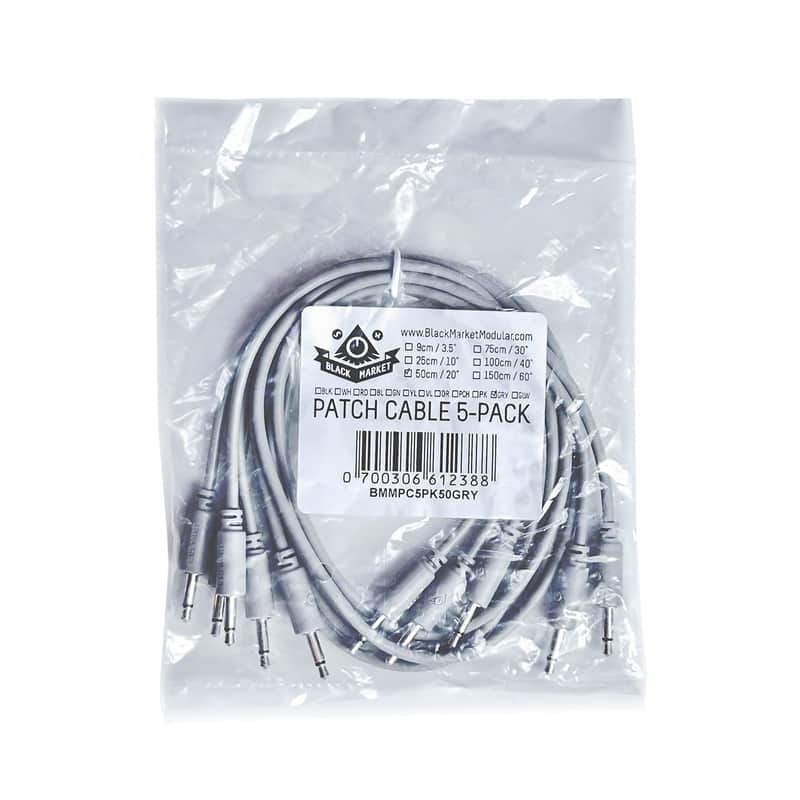 Black Market Modular Eurorack Patch Cables (50cm - Grey - 5 Pack) image 1