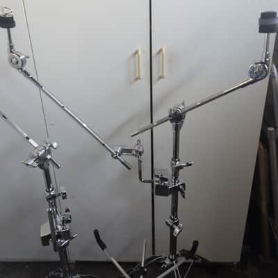 DW, Roland, Gibraltar - DW Flat Snare Stand, 2 x Roland Cymbal Boom/L-Rod stands, Gibraltar Cymbal Clamp - Silver image 6