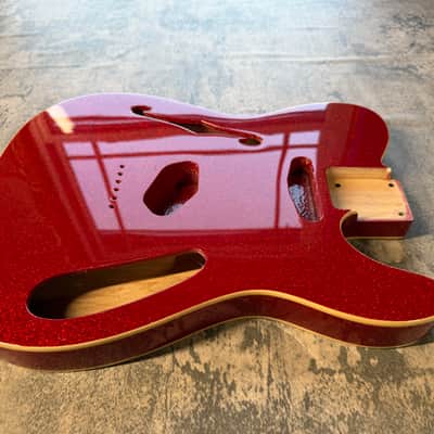 BMC Guitar Body Thinline Style F Hole Semi Hollow Tele® Telecaster® Standard Route Double Bound Red Sparkle image 2