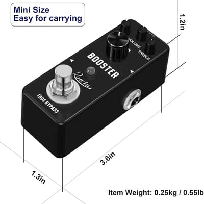 Rowin LEF-318 Guitar Booster Pedal, Analog Clean Boost with Bass & Treble EQ, Mini True Bypass Effect for Electric Guitar & Bass image 5