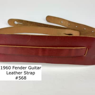 1960 Fender Red/Brown Leather Guitar Strap/Anchor Stamped Buckle Original Vintage Strap image 5