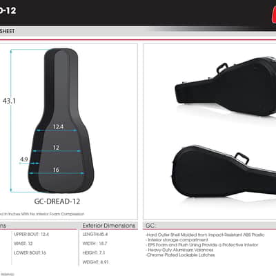 Gator Cases GC-DEEP BOWL ABS Molded Case for Acoustic Guitars Fits Ovation Style Deep Contour Acoustic Guitars image 9