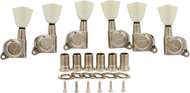 Guitar 3-per-side Locking Tuners 18:1 Locking Tuning Keys Guitar Tuning Machines with Off White Keystone Handle for LP/Les Paul/SG/ES or Acoustic Guitars Nickel image 1