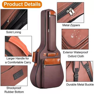 41" Soft Padded Acoustic Guitar Gig Bag | Waterproof Oxford Nylon with Cotton Padding & Double Straps for Classical Guitars image 5