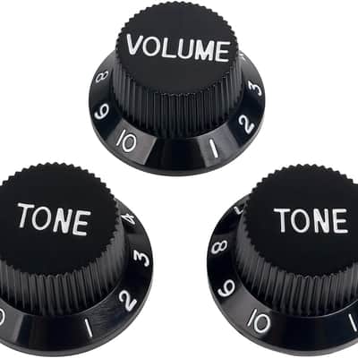 18-Spline Electric Guitar Control Knobs 2 Tone and 1 Volume Knobs Metric 6mm (15/64") Speed Knobs Top Hat for Squier Strat ST Electric Guitars Pack of 3 JT/XN-04 Black image 1