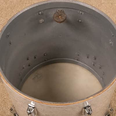 Vintage Rogers White Marine Pearl Drum Set 14x24 9x13 and 16x16 image 23